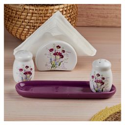 Kookee Ceramic Salt and Pepper Shakers Set with tray for Dining Table (10715) image 3