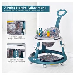 Mee Mee Premium Baby Rocker & Walker 3 in 1-7 Level Adjustable Height, Foot Mat & Musical Activity Tray High Backrest Cushioned Support - 360° Rotational - 6 Months to 2 Years - 15kg (Blue) image 3