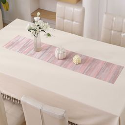 HOKIPO Pink & White Vertical Striped Dining Table Runner-55