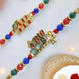 MEIRA JEWELLERY 4 Pcs Mauli Thread Rakhi with Roli Chawal & Greeting Card-image-56
