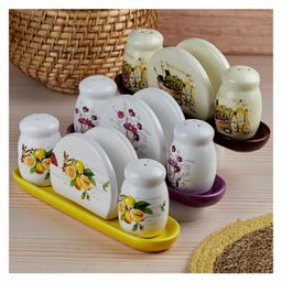 Kookee Ceramic Salt and Pepper Shakers Set with tray for Dining Table (10715) image 4
