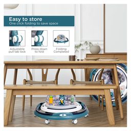 Mee Mee Premium Baby Rocker & Walker 3 in 1-7 Level Adjustable Height, Foot Mat & Musical Activity Tray High Backrest Cushioned Support - 360° Rotational - 6 Months to 2 Years - 15kg (Blue) image 4