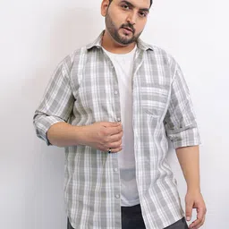 UNSTD Men Plus Size Checked Casual Shirt-picture-7