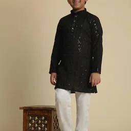 Pro-Ethic STYLE DEVELOPER Boys Paisley Embroidered Regular Pure Cotton Kurta with Pyjamas-17
