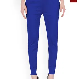 MIXFIT Women Pack Of 2 Solid Mid-Rise Slim Fit Trousers-picture-13