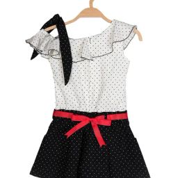 Peppermint Kids Navy Printed Dress With Belt-picture-33