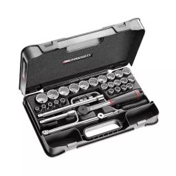 FACOM 12.7 mm (1/2 Inch) Socket Set Mbox Performance Round Head Ratchet, S.161-5P12 (Set of 30)-4