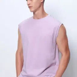 Bewakoof Purple Relaxed Fit Plain Vest-image-22
