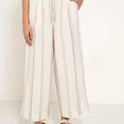 Akkriti By Pantaloons Ecru Melange Cotton Relaxed Fit Tie - Dye Trousers-image-12
