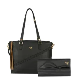 Baggit CB Smaug Bowtie Auplin Black Medium Shoulder Handbag with Wallet-image-71