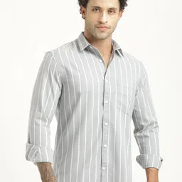 Blu MNKY Smart Slim Fit Striped Casual Shirt-picture-19