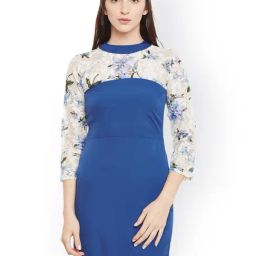 Belle Fille Blue & White Floral Print Dress-image-51