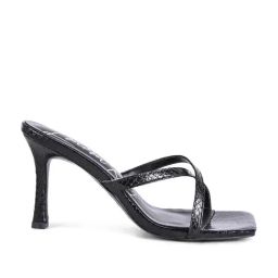London Rag Women's Black Cross Strap Stilettos-picture-3