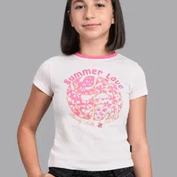 Beverly Hills Polo Club Kids White & Pink Cotton Printed T-Shirt-image-29