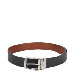 Louis Philippe Navy Leather Reversible Belt for Men-image-46