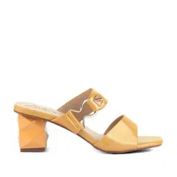 London Rag Women's Geometric Cut Yellow Casual Sandals-image-46