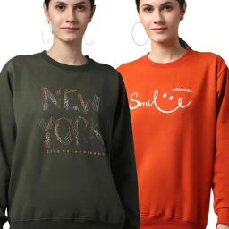 Vimal Jonney Green & Orange Printed Fleece Pullover - Pack of 2-image-86