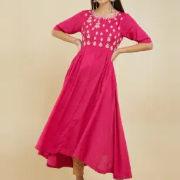 Soch Pink Embroidered A Line Kurta-image-69