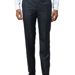 Raymond Blue Slim Fit Checks Trousers-image-49