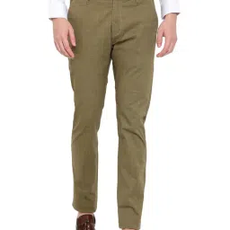 Cantabil Olive Regular Fit Flat Front Trousers-image-19