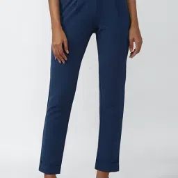 Van Heusen Blue Mid Rise Trousers-29