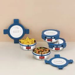 HAZEL Stainless Steel Air Tight & Leak Proof Lunch Boxes (360 ml) - Set of 4-image-88