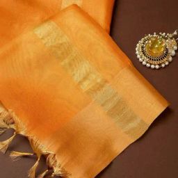 Soch Orange Woven Pattern Dupatta image 2