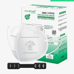 Allsense N95 FFP2 5 Layer Anti Pollution Face Mask with Ear Loop - Pack of 10 (White) image 1
