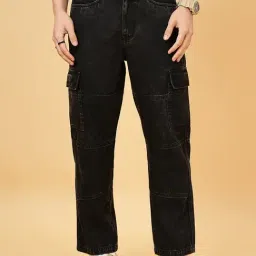 People By Pantaloons Brown Loose Fit Printed Cargo Jeans-image-19