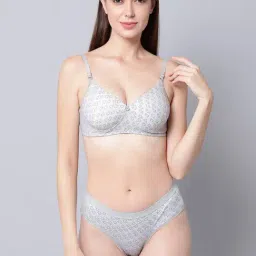 AROUSY Grey Cotton Printed Bra Panty Set-image-87