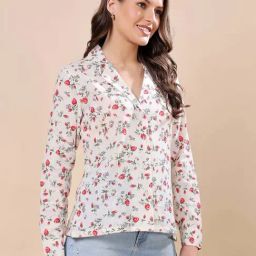 Cation Off White Cotton Printed Shirt-image-85