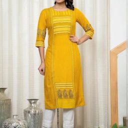Juniper Mustard Printed Kurta-40