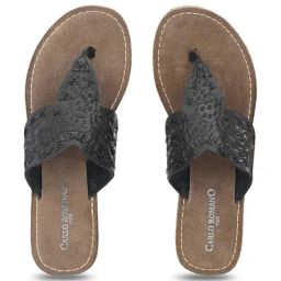 Carlo Romano Women's Black Thong Sandals-picture-8