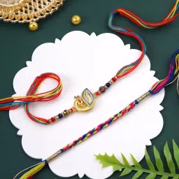 Aapno Rajasthan Peacock Designed Multicolor Set of 2 Rakhi image 1