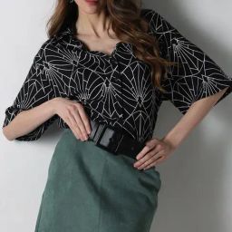 Vero Moda Black & White Viscose Printed Shirt-image-18