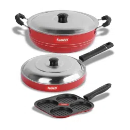 Sumeet Elegant Design Red Aluminium Cookware Set image 1