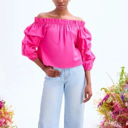 Cover Story Fuchsia Cotton Regular Fit Top image 1