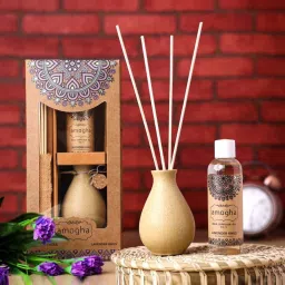 IRIS Ceramic Amogha Lavender Khus Reed Diffuser With 100Ml Oil And 8 Reed Sticks image 1
