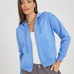 Styli Blue Cotton Regular Fit Hoodie-image-70