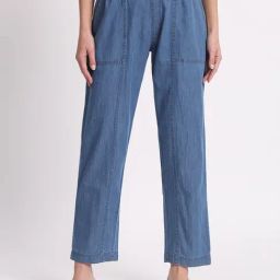 Angelfab Blue Denim Straight Fit High Rise Trousers-picture-9