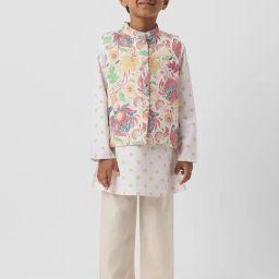 Nauti Nati Boys Multicolor Cotton Graphic Regular Fit Nehru Jacket with Pyjamas-picture-9