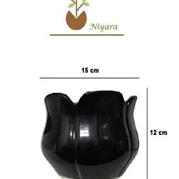 NIYARA 2-Pcs Yellow & Black Glossy Ceramic Planters image 2