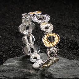 Sohi Women's Gold & Silver Textured Halo Bracelet-image-86