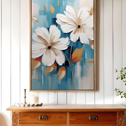 Art Street White & Blue Floral Canvas Wall Art-image-97