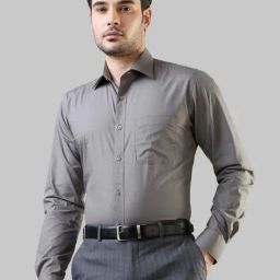 Raymond Grey Cotton Slim Fit Shirt-image-95