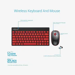 Portronics Key2 Combo Wireless Keyboard and Mouse Combo (Black and Red) image 2
