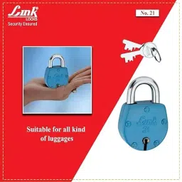 Link 42 mm Steel Polished Finish with 2 Keys Colored Padlock No.21 (Set of 10 Piece) image 3