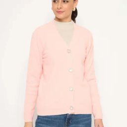 MADAME Peach Self Pattern Cardigan-picture-5