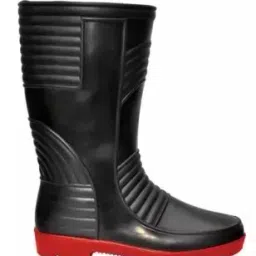 Hillson Welsafe Black & Red Plain Toe Rainwear Gumboot Height 12.5 Inch, Size 10-4