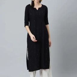 Libas Black Embroidered Straight Kurta-image-7